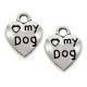 Metall Anhänger Herz "Love My Dog" Antik silber